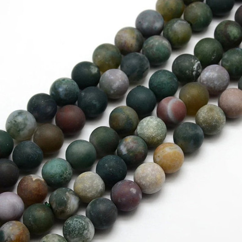 Indian Agate Beads 4/6/8/10 mm Gemstones Matt Green Round Natural Gemstones Gemstones Semi-Precious Stone Jewelry Beads Gemstone image 4