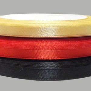60m Satinband 6mm Dekoband Geschenkband Doppelsatinband Schwarz Rot Gold Schleifenband Set Schmuckband Schmuckherstellung Basteln Nähen
