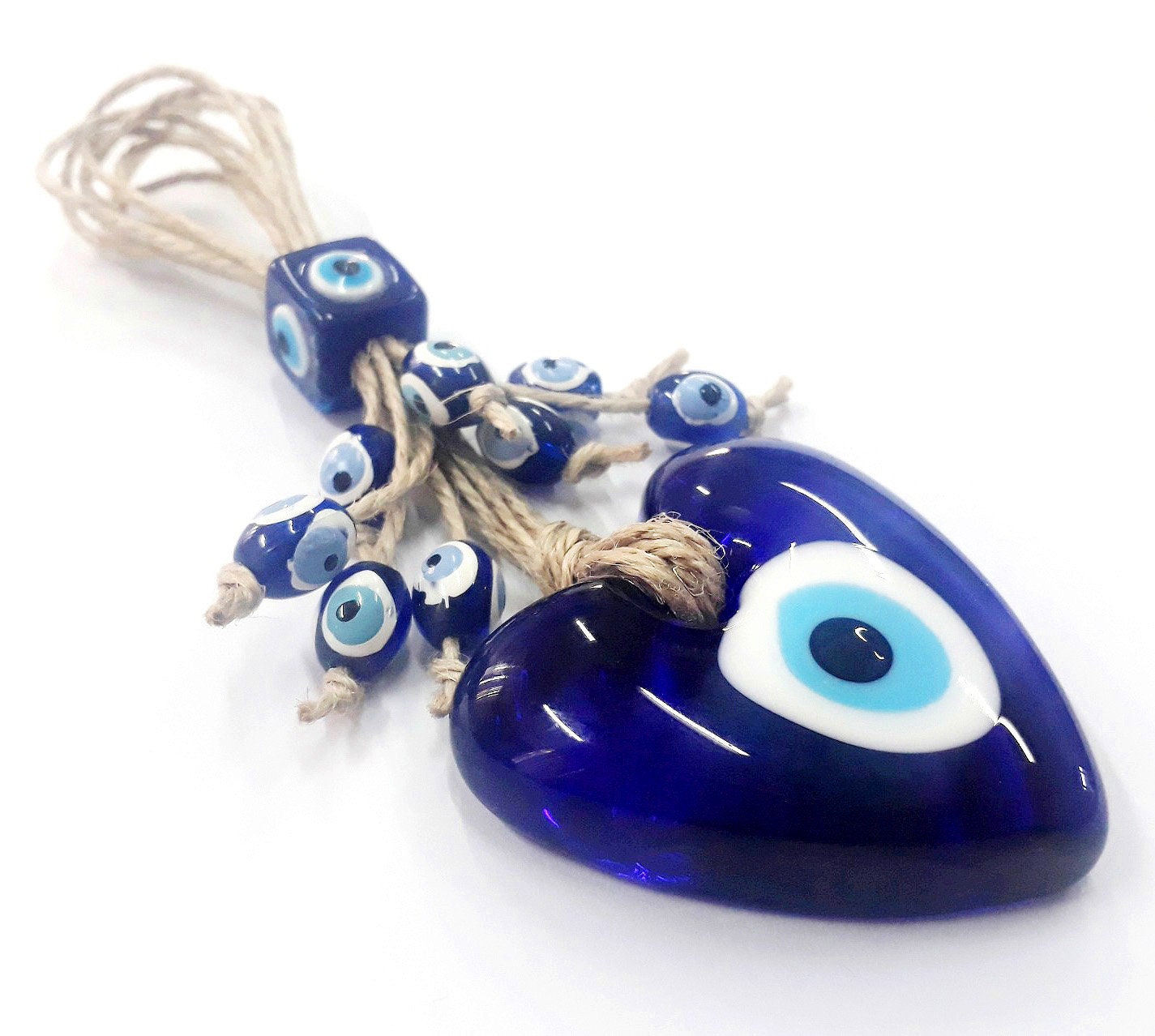 Nazar Boncuk Boncugu Herz Türkisch Blau Evil Eye Wandbehang 18cm Ornament Amulett  Dekoration Home Decor Schutz Segen Geschenk Anhänger - .de