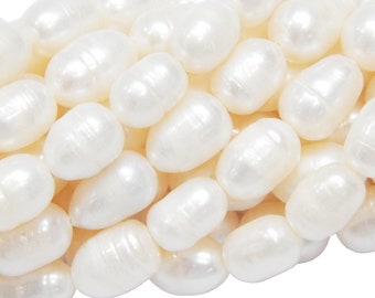 Süßwasserperlen Zuchtperlen 10mm Weiss Creme Reiskorn Natur Barock Edelstein Perlen Schmuckperlen Schmuckstein Perle Zum Fädeln Pearl Beads