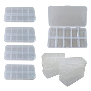 Sorteerdoos voor sieraden 8 stuks, 10 compartimenten opbergdoos set kunststof organizer kralen zetdoos assortimentsdoos kralendoos