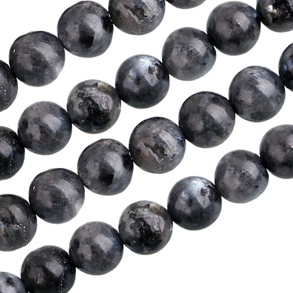 Edelstein Achat Perlen Labradorite Schwarz Weiss Rund 4mm 6mm 8mm Schmuckperlen Perlenkugel Gemstone Beads Schmuckstein Perlenkette