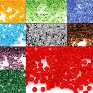 Perle di vetro trasparenti Rocailles Beads 2 mm 11/0 - Rosso - Bianco - Verde - Blu - Cristallo 20g / 100g Roccailles, Perline di semi di vetro