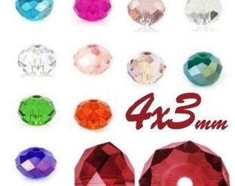 Tschechische Kristall Perlen Rondell 4 mm x 3 mm 30stk Glasperlen Schmuck Wählen