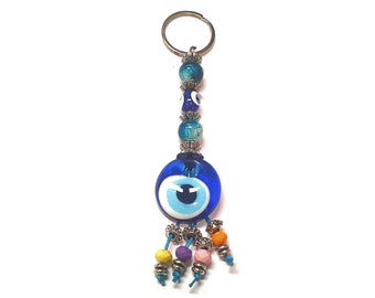 Schlüsselanhänger Türkische Nazar Boncuk 13cm Auto Haus Deko Türkiye Geschenk Anahtarlık Böser Blick perlen Glass Blue Eye