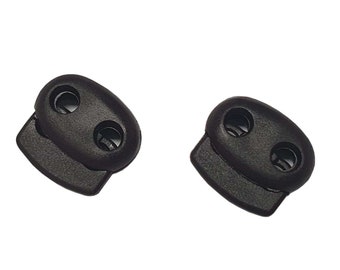 10stk Kordelstopper Kordelklemme Doppelloch Schwarz optimal für 3mm Kordel Schnuersenkel Klemme Knebelanschlag für Seile Jacken, Gummiband