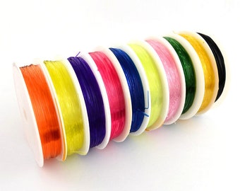 Fil de Silicone élastique 10 couleurs, 0.8/1mm, choix de fils artisanaux pour bijoux, fil de perles, fil de caoutchouc