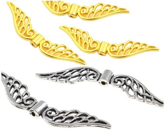 Metallperlen 10stk Flügel Engel Engelsflügel Perlen 52mm Metall Spacer Silber Gold Basteln Zwischenperlen Anhänger Metall Zwischenteile