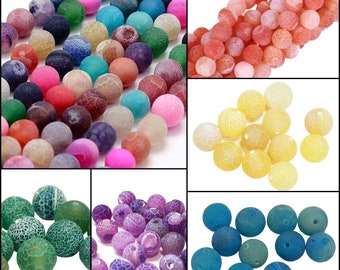 Frosted Agate Beads Gemstones Natural 4/6/8/10 mm Gemstones Crackle