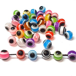 100 pz Turco Blue Eye Perline Nazar Boncuk 6-8-10 mm Sfera di Plastica Colorata Acrilico Evil Eye per Gioielli Artigianato Collana braccialetto