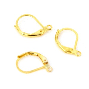 10 Stk Edelstahl 304 Ohrhaken Ohrstecker Ohrringe Klapp Brisuren Ohrhänger Ohr-Verschluss Klappbügel 16mm Gold