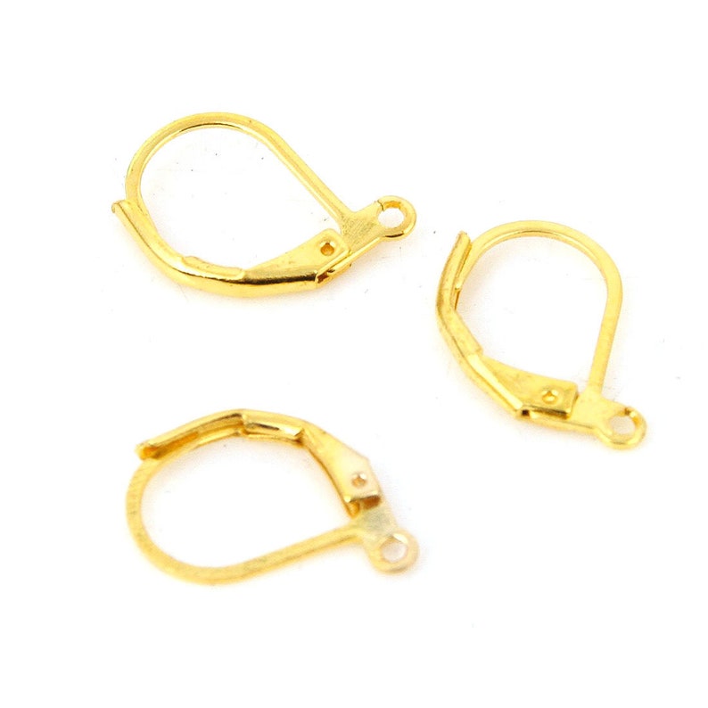 10 Stk Edelstahl 304 Ohrhaken Ohrstecker Ohrringe Klapp Brisuren Ohrhänger Ohr-Verschluss Klappbügel 16mm Gold