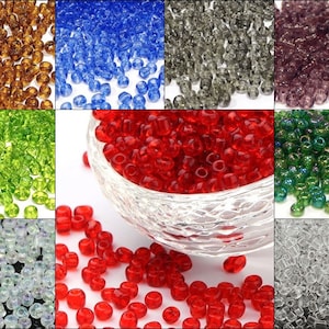 Perline Rocailles Trasparenti 4 mm 6/0 Blu Bianco Verde Rosso Nero 20g/100g Perline di Vetro Roccailles, Perline di Vetro