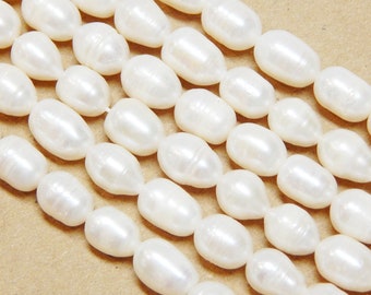 20stk. Süßwasserperlen Zuchtperlen 12mm Weiss Creme Reiskorn Natur Barock Edelstein Perlen Schmuckperlen Schmuckstein Pearl Beads