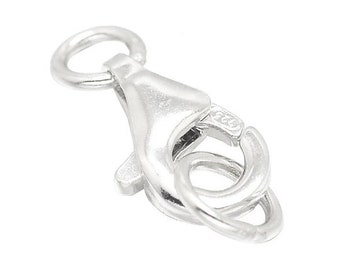 Carabiner clasp 925 sterling silver with eyelet 10 mm jewelry clasp carabiner hook with eyelet chain clasp