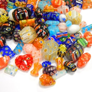 40pcs Millefiori Beads Bead Mix Colorful Set Glass Beads Mix Shape Bead for Threading Children's Jewelry Beads