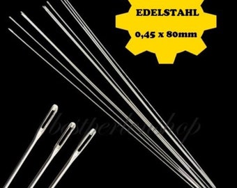 30pcs Sewing Needles Stainless Steel Needle Mini Beading Needles Threading Needles 0.45 mm Thick, 80 mm Long