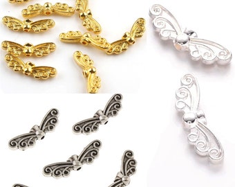 60 pièces Aile d'ange 22 mm Perles en métal Aile d'ange Perles Entretoise en métal DIY pour Bracelets, Collier