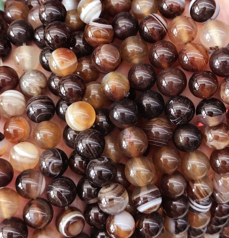 Achat perlen Poliert Rund Natur Edelsteine Schmucksteine 4/6/8 mm Wählen Größe Kugeln Schmuckperlen Farbauswahl Braun