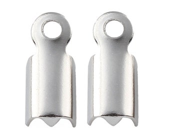 20 stainless steel end caps clamp closure end piece for approx. 1 mm 2 mm 3 mm 4 mm caps for ribbons cord leather rope crochet yarn