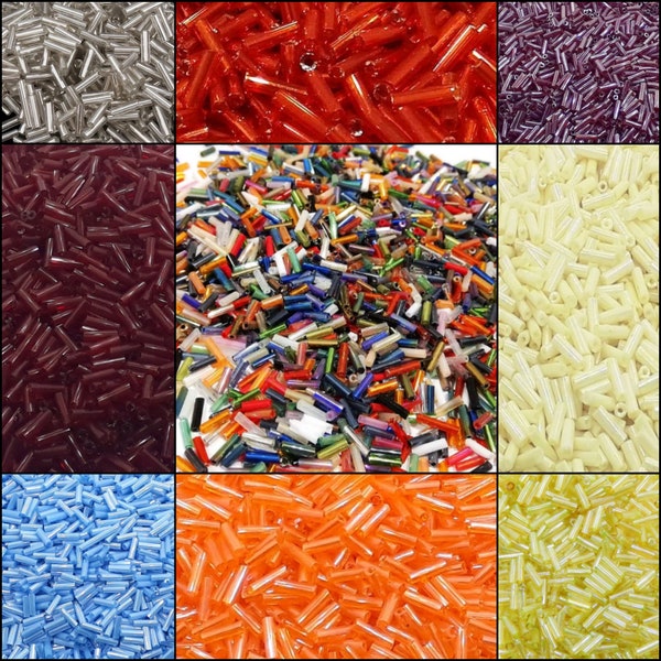 100g Bugle Beads Rocailles 6 x 2 mm Glass Tube Beads Jewelry Craft Textile Beads
