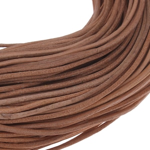 Lederband Braun Beige 1mm, 5 Meter Lederschnur Bastelschnur Schmuck Basteln Lederbearbeitung Leder Garn Faden