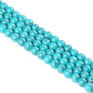 Turquoise Stone Beads Strand 4/6/8/10/12/16/18 mm Blue Round Semi-Precious Stone Gemstone Natural Stone Jewelry Making image 4