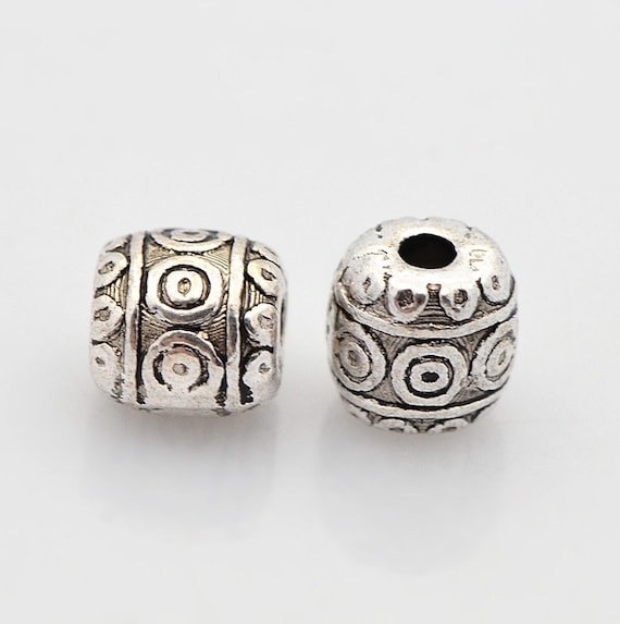 10 Metallperlen Spacer Beads 8mm Perlen Silber farben Basteln Zwischenperlen DIY