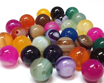 Agate beads polished round natural gemstones 4/6/8 mm choose size balls jewelry beads color selection