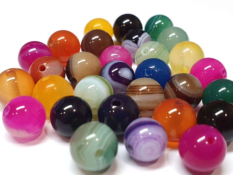 Achat perlen Poliert Rund Natur Edelsteine Schmucksteine 4/6/8 mm Wählen Größe Kugeln Schmuckperlen Farbauswahl Bunte / Mehrfarbig