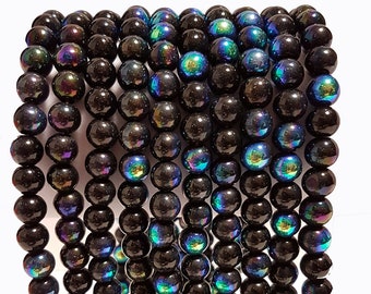 Glass Beads Fire-Polished Beads Crystal Beads 4/6/8 mm Choice Electroplated Ball Black Jewelry Craft For Bracelet Necklace