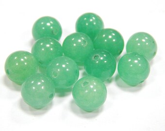 Aventurine Green Stone Beads Gemstone Beads 10 mm Round Semi-Precious Stone Gemstones Bead with Hole for Threading Jewelry Beads Gemstone