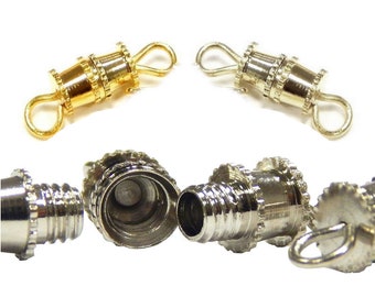20 Metall Verschluss 15 x 5 mm Silber / Gold / Altsilber Schbraubverschluss Verbinder Ketten-Verschluß Schmuck Basteln Halskette Armband