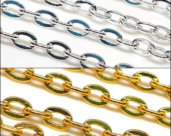 Metallkette Gliederkette Link Kette Oval ring 4mm / 300cm Schmuckkette Meterware zur Schmuckherstellung von Halsketten Armband DIY Basteln