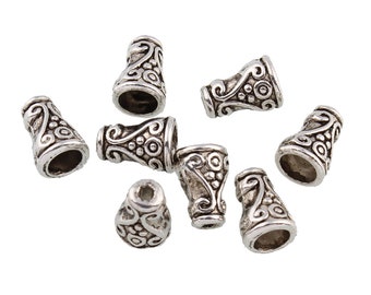 Bouchons de perles 10mm, 20 pièces, plaqué argent Antique du Tibet, bijoux Imam Tesbih