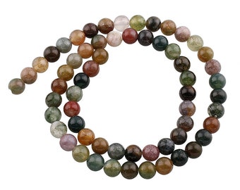 Natur Indische Achat Perlen 8mm Bunte Rund Edelsteine Halbedelstein Edelstein Schmuckperlen Schmuckstein für DIY Kette