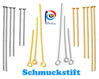 Schmuckstift 3cm 4cm 5cm Gold Silber Altsilber Wahlen 100stk Kettelstifte Nietstifte Öse und Kopfstifte Perlenstifte Silber Prismenstifte