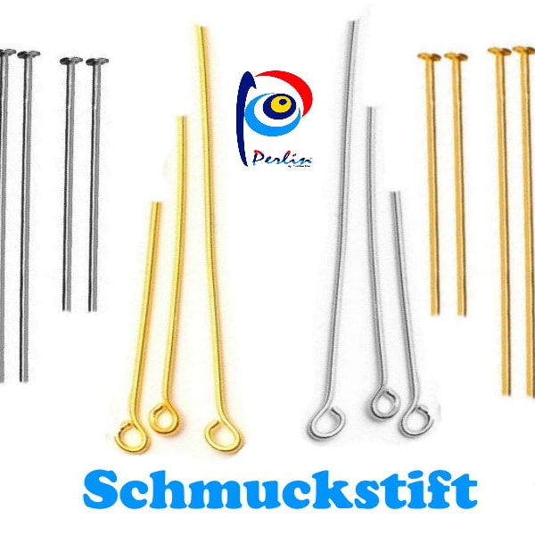 Schmuckstift 3cm 4cm 5cm Gold Silber Altsilber Wahlen 100stk Kettelstifte Nietstifte Öse und Kopfstifte Perlenstifte Silber Prismenstifte