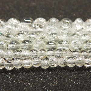 Glasperlen Crackle Weiß Set 8mm 6mm 4mm 3 Stränge Perlen mit Loch zum Auffädeln für DIY Schmuckherstellung Halskette Handwerk Bild 2