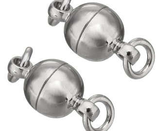 Confezione da 4 chiusure magnetiche per gioielli con occhiello connettore rotondo in ottone chiusura a catena in argento da 11 mm chiusure magnetiche per braccialetto a catena
