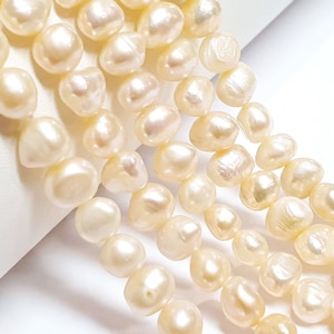 Perle d'acqua dolce perle coltivate perle di conchiglia 8 mm albicocca 25 pezzi chicco di riso perle preziose barocche naturali perle preziose da infilare