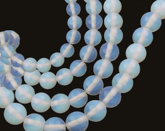 Perles de pierre de lune pierres précieuses 4/6/8/10 mm rondes pierres semi-précieuses d'opalite étranges choisir la taille pour l'artisanat de bijoux de collier de bracelet