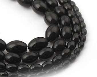 Oval Onyx Perlen Poliert Schwarz Edelstein 6/8/10/14 mm Wahlen Oliven Halbedelstein  Schmucksteine Schmuck Basteln