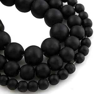 Set di perline in vetro smerigliato, 3 fili, set di perline rotonde da 8 mm, 6 mm e 4 mm, perline in vetro ghiacciato opaco satinato da infilare