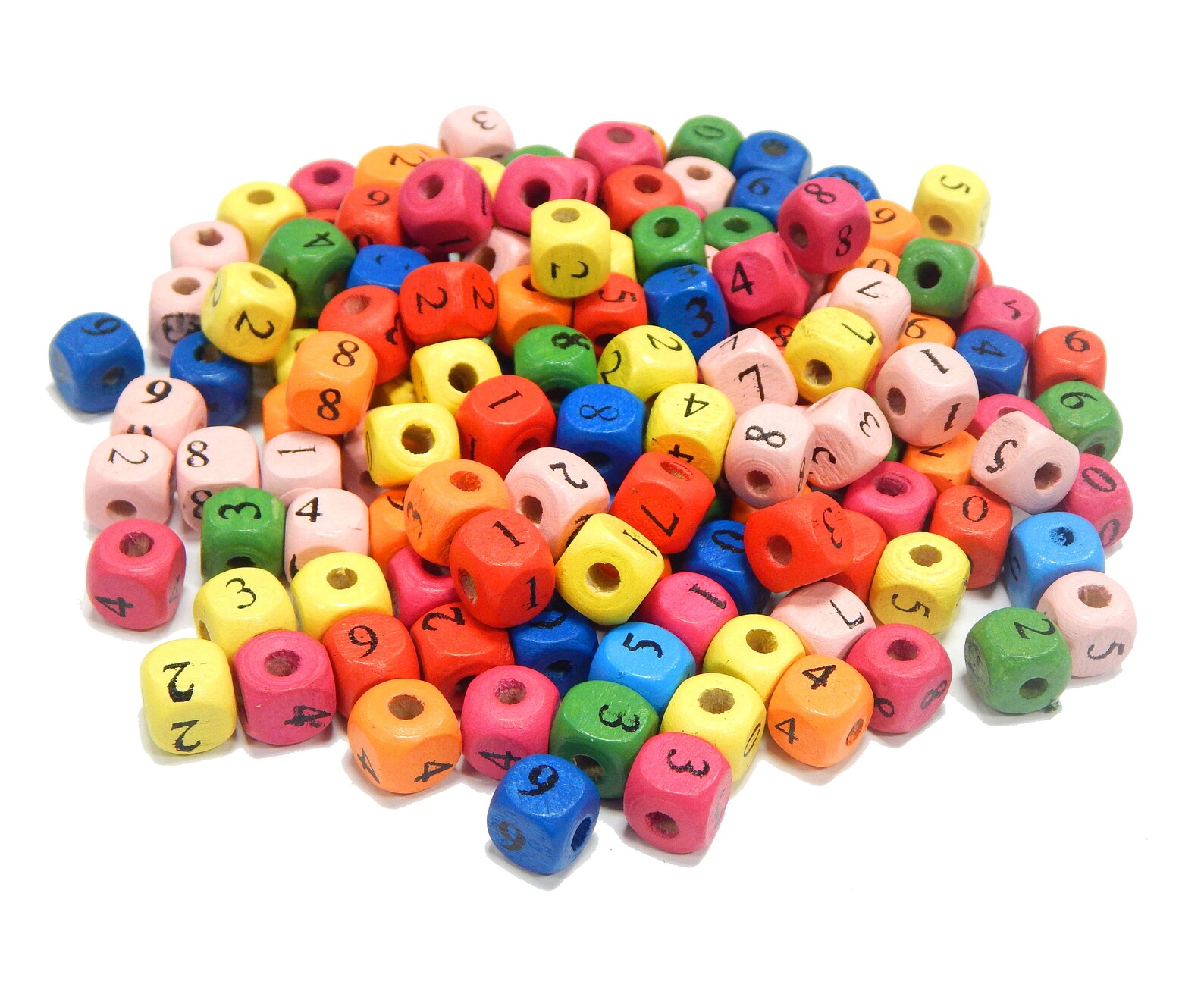 50 Wooden Beads 10mm Wooden Cube Number Beads Number Dice Bead Etsy