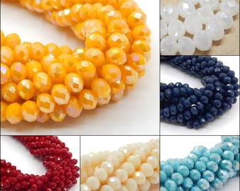 120pcs Rondelle Glass Beads 4 mm Czech Beads Opaque Crystal Jewelry Glass Cut Beads Faceted Rondelle Beads 1 Strand