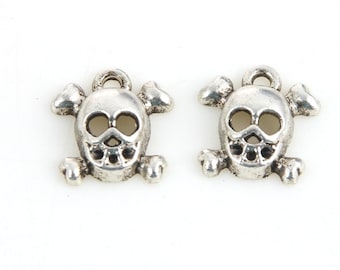 10stk Totenkopf Schädel 13mm Silber Anhänger Charm für DIY Halskette Armbänder Schmuck Basteln Metallperlen Spacer Zwischenperlen