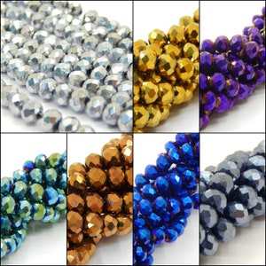 120 pezzi Perline di vetro rondelle 4 mm Perline di vetro ceche per gioielli in cristallo metallico Perline di vetro rondelle sfaccettate 1 filo
