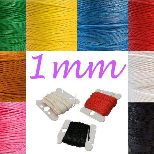 5 mètres ruban ciré 1 mm couleurs au choix fil de sellerie tressé 100% polyester fils de truite cordons fils cirés couture artisanat bijoux décoration