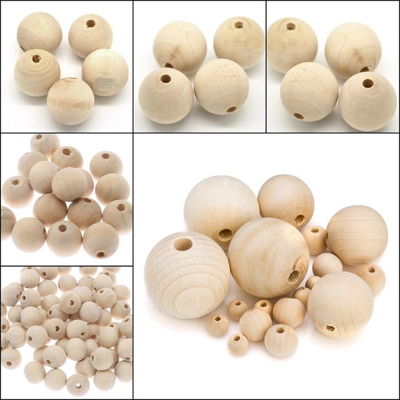 Natur Holzperlen unbehandelt Beads 10mm 50 Stück
